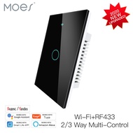 ใหม่อัพเกรด WiFi สมาร์ท RF433สวิตช์สัมผัส2/3 Way Life/Tuya App ควบคุม Alexa Voice Control US 1/2/3 G