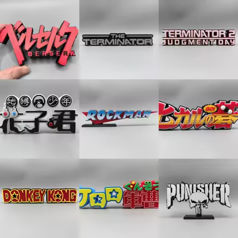 Keroro Rockman Mega Man Logo Decoration Three-Dimensional Font Standing Sign Ornament