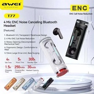 AWEI T77 ENC TWS Wireless Bluetooth V5.3 Sport Earbuds / ENC Noise Cancelling / Game Mode / Smart Touch /IPX6 Waterproof