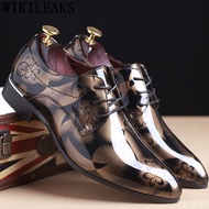 Office Men Dress Shoes Floral Pattern Men Formal Shoes Leather Luxury Fashion Groom Wedding Shoes Me