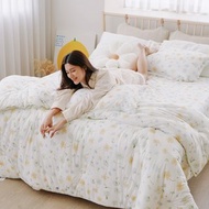 輕柔針織3.5尺單人全鋪棉床包枕套組(多款任選)厚床包舖棉冬包