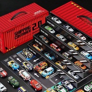Tin Container Toy Gift Set, Boy's Realistic Mini Car Sedan Model, Miniature Parking Lot,Back To Scho