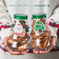 5 set/Christmas Biscuit cookie Jar with cover tag/xmas party diy Gift Box/Candy Snacks Snowflake Cri