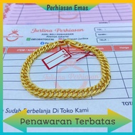 Gelang tangan emas muda rantai susun kadar 700 awet than lama Perhiasan wanita trending(tampa surat)