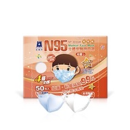 藍鷹牌 N95立體型2-6歲幼童醫用口罩 藍天藍-白雲白 50片x1盒