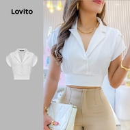 Casual Plain Pleated Blouse for Women L133ED565