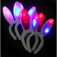 LED Bunny Headband Plush Sequin Bunny Rabbit Ears Headband