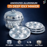 Aluminium 25 Idli Maker Deep Idli Steamer Pot Gas Stove Compatible Heavy Duty Kitchen Cooker