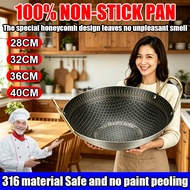 316 high steel material 40cm Stainless Steel Wok 5-Layer Titanium Coating Even Heat Multi-purpose St