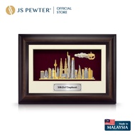 (JS Pewter) 8.5"x12" VIP Solid Wood Frame | Gold Plated Pewter Kuala Lumpur Landmark | Corporate Gif