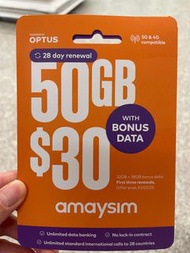 28日澳洲sim卡 Amaysin 50GB