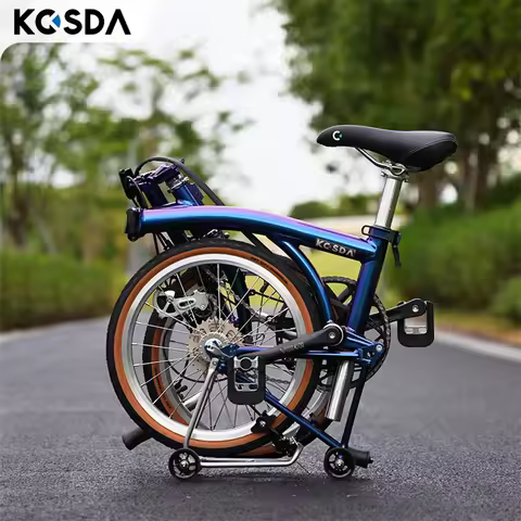KOSDA 16 Inch 9 Speed Folding Bike Aluminum Tri Fold Frame 53T CNC Crankset 16 Inch 349 Wheel Foldin