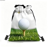 CLEIGHTEENCY Drawstring Golf Tee Bag, Waist Pouch Portable Golf Valuables Pouch, Professional PU Lea