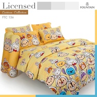 Fountain ฟาวเท่น 🐷Tsum Tsum🐻 ผ้าปูที่นอน รวมผ้านวม 3.5ฟุต / 5ฟุต / 6ฟุต ยี่ห้อ Fountain ลิขสิทธิ์แท้