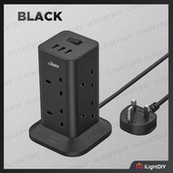 <SIRIM> RETOUCH OCTO TOWER SOCKET 13A 3250W 8AC SOCKET 3 USB PORT 2M SURGE PROTECTOR OCTO TOWER SOCK