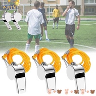 WATTLE 2pcs Metal Whistle Soccer Football Basketball Referee Sport Rugby With Yellow Rope Stainless Steel Whistles