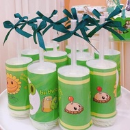 植物大戰僵尸甜品臺蛋糕裝飾插牌綠色推推樂貼紙插件紙杯圍邊配件