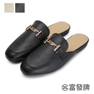 Fufa Shoes [Fufa Brand] Urban Elegant Impression Mules Casual Lazy Flat Half Slippers Girls Black Low-Root