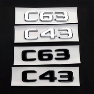 For C43 C63 C 43 63 3d ABS Chrome Black C43 Logo C63 Letters Car Trunk Emblem Badge Sticker Accessor