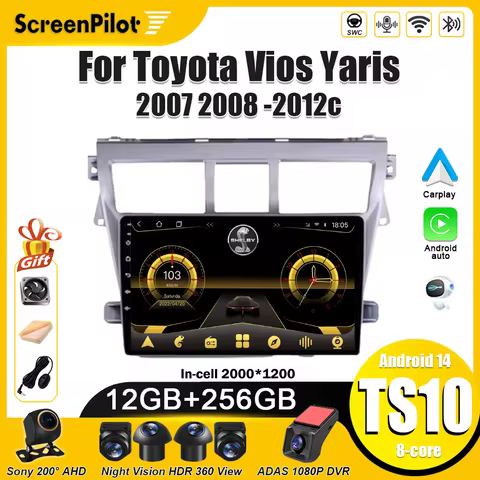 Car Radio For Toyota Vios Yaris 2007 2008 -2012 Multimedia Video Player Carplay Touch Screen RDS 8 C