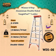 Winner Ladder 6-Step Aluminium Double-Sided TanglePruf™ Ladder 150Kg Duty Rating Tangga Lipat Heavy 