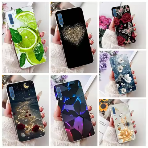 For Samsung A7 2018 Case Clear Cute Fashion Luxury Painted Back Cover For Samsung Galaxy A7 2018 Pho