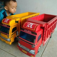mobil mainan truk oleng miniatur truck oleng truk oleng kayu besar - kuning