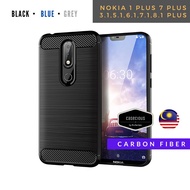 Nokia 3.1 Plus,5.1 Plus,6.1 Plus,7.1 Plus,8.1 Plus Carbon Fiber Slim Brushed Line Medium Hard TPU Ca