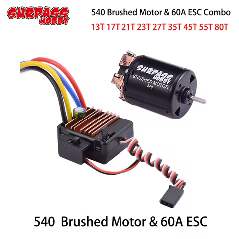 Surpass Hobby 540 13T 17T 21T 23T 27T 35T 45T 55T 80T Brushed Motor with 60A ESC for 1/10 Off-Road R