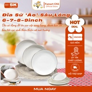 Deep round 'ao' ceramic plate/plate, luxury white high quality ceramic plate/plate, 6 inches,