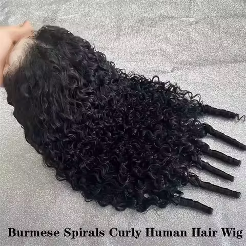 Natural Color Burmese Curly Human Hair 13x6 HD Transparent Lace Frontal Wig 13x4 7x6 Closure Human H
