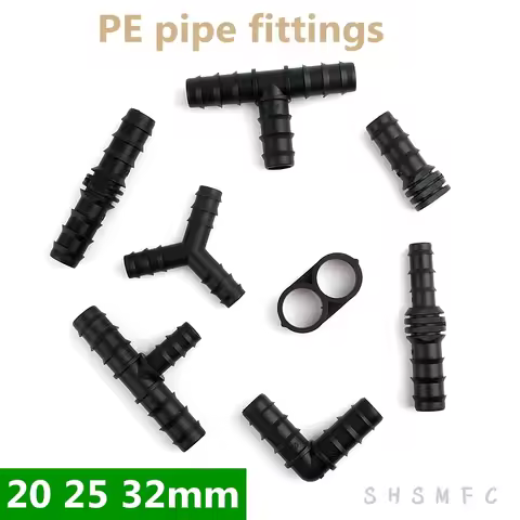 2PCS16,20,25mm PE Pipe Drip Irrigation Micro Spray Irrigation Accessories Straight Elbow Tee Bypass 