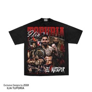 HITAM KATUN (Fashion) UFC Ilia Topuria Oversized T-Shirt for Men Black MMA Boxing Boxing printed t-s