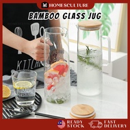 Bamboo Glass Jug Borosilicate Cold Hot Pitcher Water Jug Heat Resistance Beverage Water Jug Air Kaca