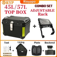 RYP Top Box Motor 36L/45L/57L ABS + Foldable Adjustable Rack LC135 Y15zr Y16 RSX NMAX155 ADV160 LIPA