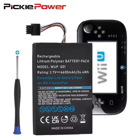 Pickle Power 6600mAh Wii U Gamepad Battery Replacement for Nintendo Wii U Gamepad WUP-010 WUP-012