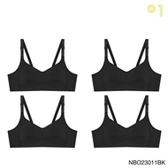 ( แพ็ค 4 ชิ้น ) Sabina เสื้อชั้นใน Wireless Bra (ไม่มีโครง) รุ่น Function Bra รหัส NBO23011 สีดำ