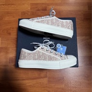 Dior迪奧厚底鞋Walk'n'Oblique 刺繡帆布鞋 粉色 37.5碼