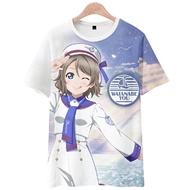 LoveLive Sunshine Water Group Aqours Around 3d Printing Woman Man Short Sleeve T-shirt Clothes Custo