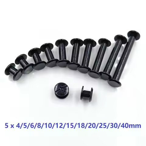 10pcs M5*4/6/8/10/12/15/18/20/25/30 Black Plated Account Books Screw , Snap Rivet Chicago Screws, Bo