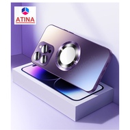 【ATINA】 iPhone手机壳 苹果手机壳 Magnetic Matte Phone Case For iPhone 14 13 12 Pro Max Built-in Glass Camera Lens Protector Cover For iPhone 11 Pro Max Shockproof Protective Casin