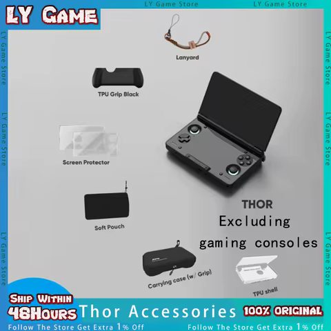AYN THOR Dual Screen Flip Up Handheld Device Gaming Accessories Protective Case Storage Bag Lanyard 