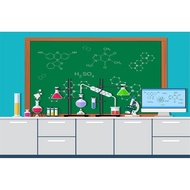 BELECO 7x5ft Fabric Science Lab Backdrop Cartoon Chemistry Laboratory Chemical Experiments Backgroun