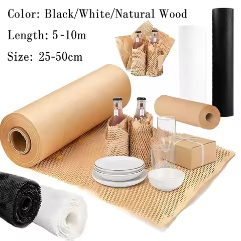 5/10M Honeycomb Paper for Cushioning, Crash Protection Transport Packaging, Gift Packaging Wrap Roll