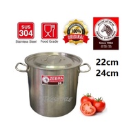ZEBRA Stainless Steel Pot 22cm 24cm Stock Pot