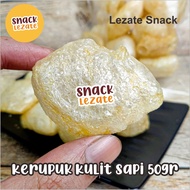 Lezate Snack - Krupuk Kulit Sapi 50gr Asli Murah / Krupuk Rambak Sapi Solo Matang Super Halal Asin /