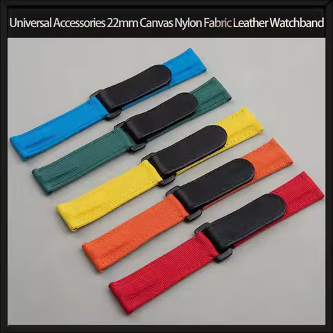 Universal Accessories 22mm Canvas Nylon Fabric Leather Watchband For Rolex Strap For Huwei Tudor Sek