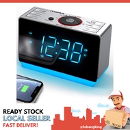 [sgstock] Alarm Clock Radio with Bluetooth, FM Radio Dual Clock, Auto Brightness Sleep Timer, USB Charging, Dimmer LED N