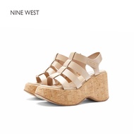 รองเท้าแตะส้นหนา Nine West สำหรับผู้หญิง ทรงโรมัน พื้นกันน้ำ ส้นสูง หนังวัว ทรงหัวมน รองเท้าแตะแบบสว