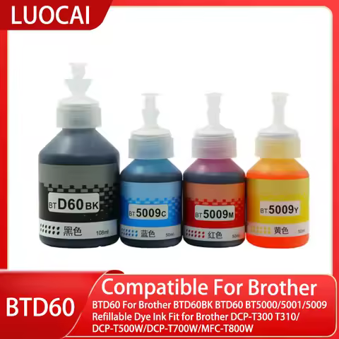 BTD60 For Brother BTD60BK BTD60 BT5000/5001/5009 Refillable Dye Ink Fit for Brother DCP-T300 T310/DC